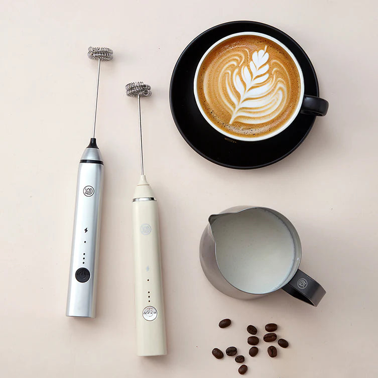 zeroHero DualWhisk Electric Milk Frother - 3-Speed Rechargeable Foam Maker