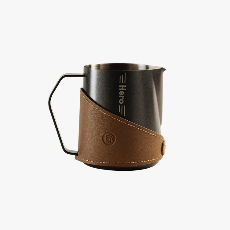 zeroHero 450 ml Teflon Milk Pitcher with Leather Sleeve