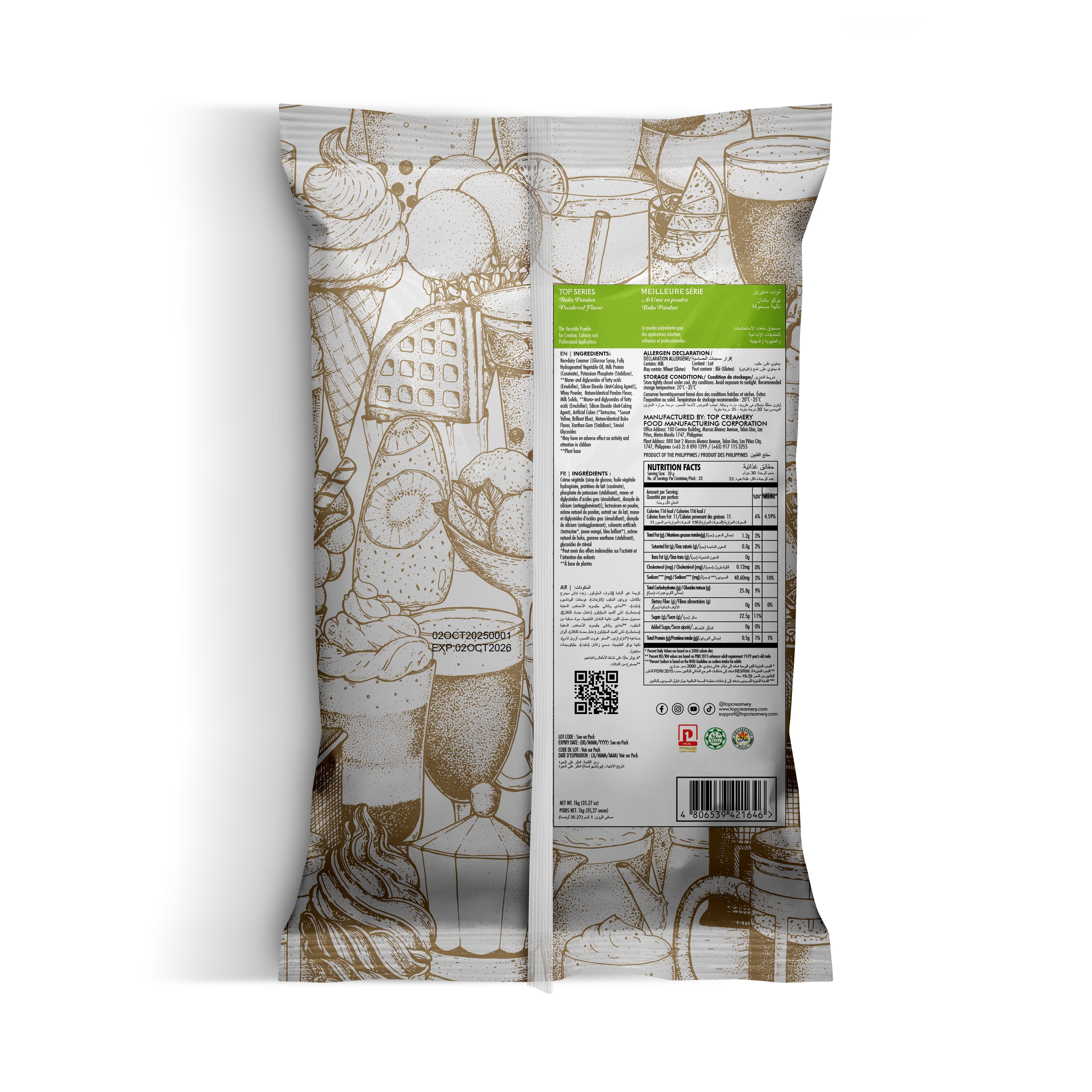 TOP Series Buko Pandan Powder Flavor 1kg