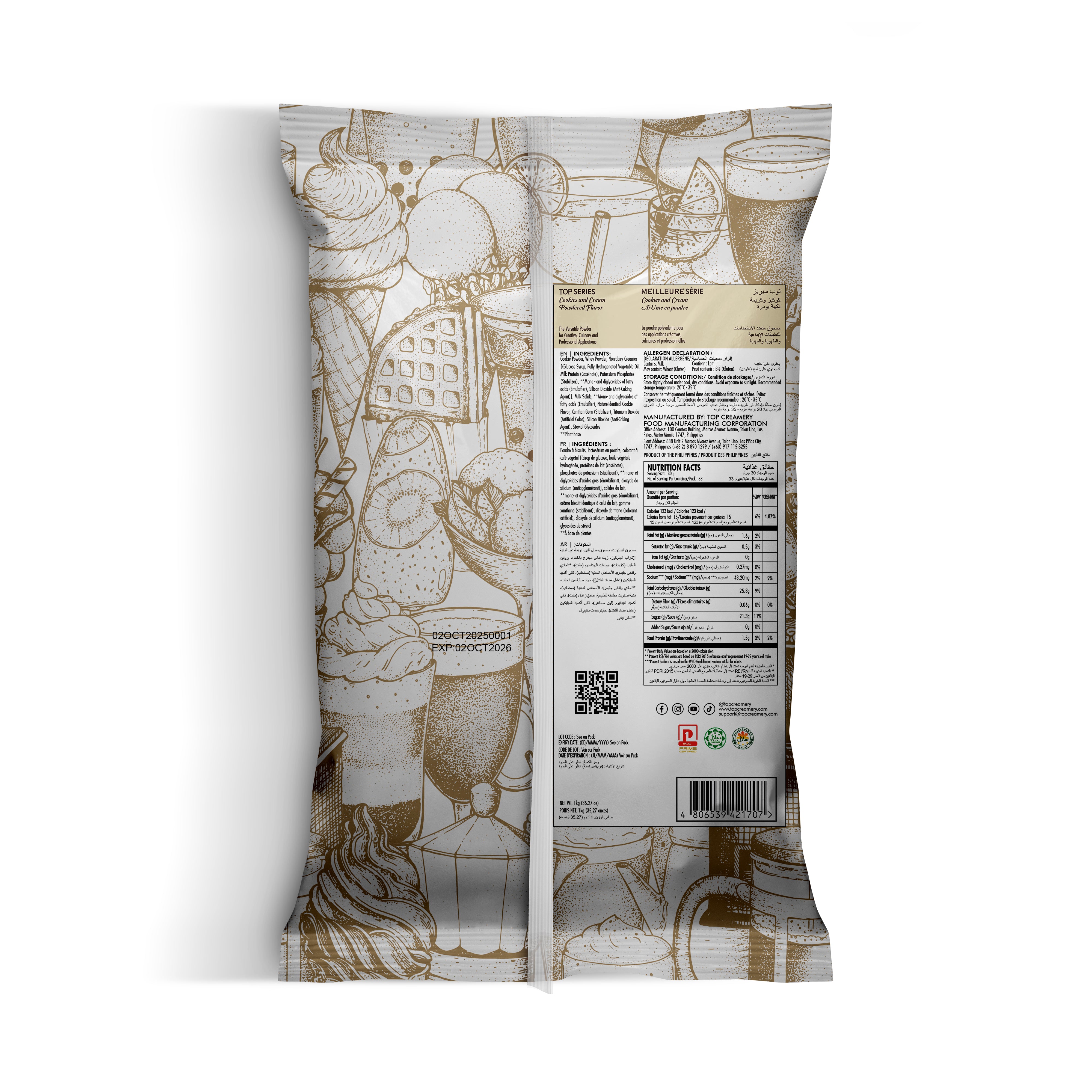 TOP Series Cookies and Cream Powder Flavor 1kg