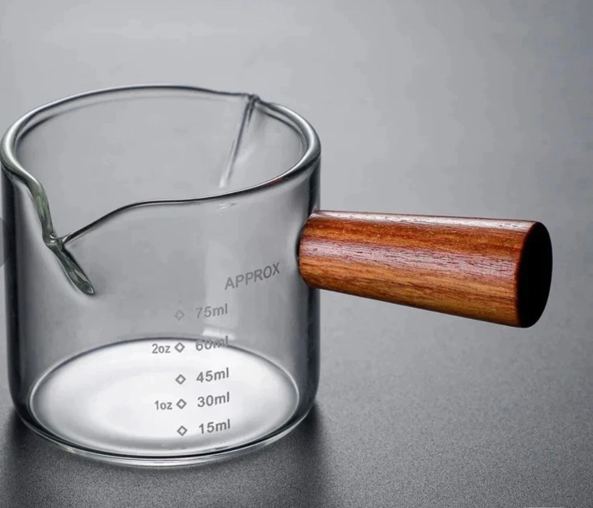 Espresso Measuring Cup 75ml w/ Wooden Handle