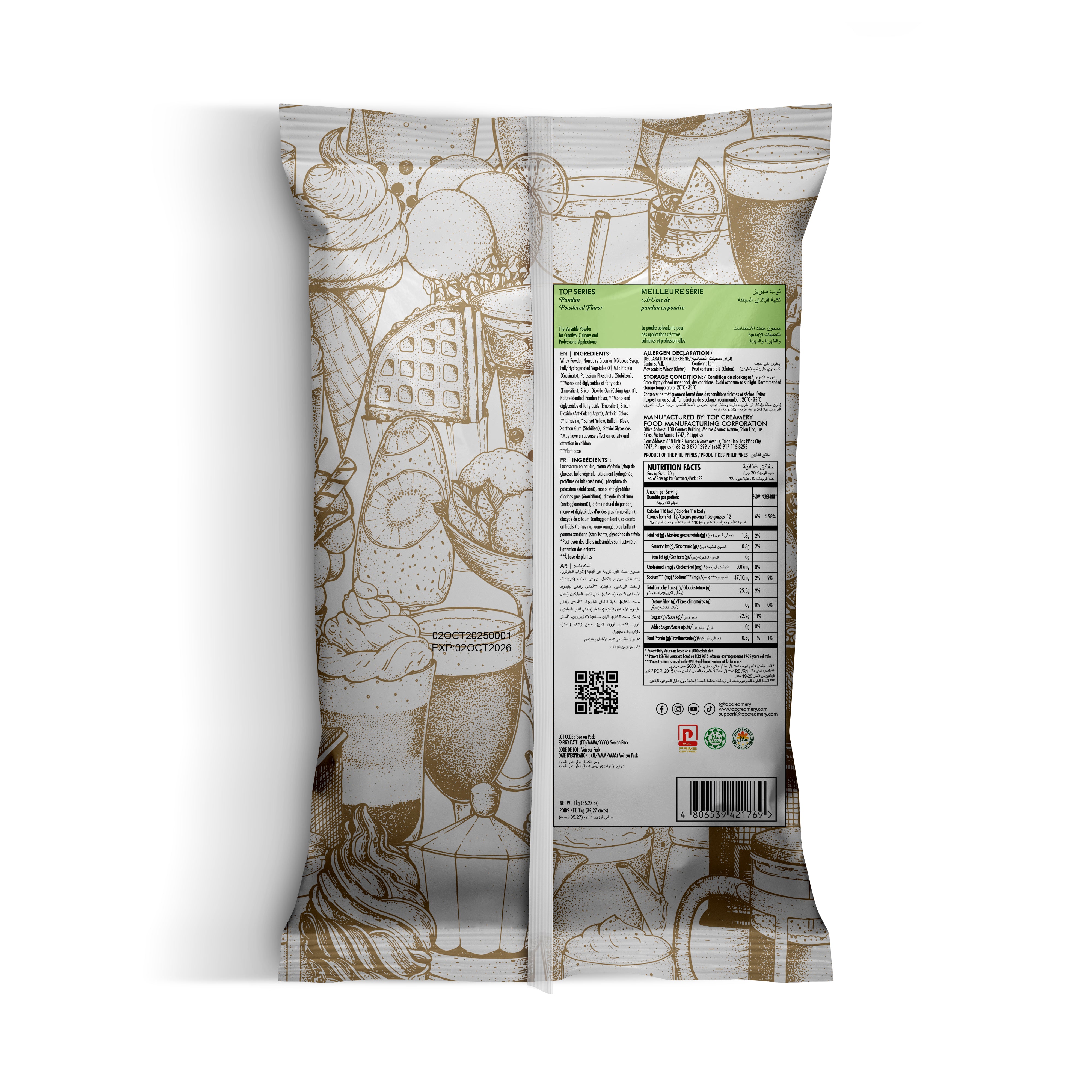 TOP Series Pandan Powder Flavor 1kg