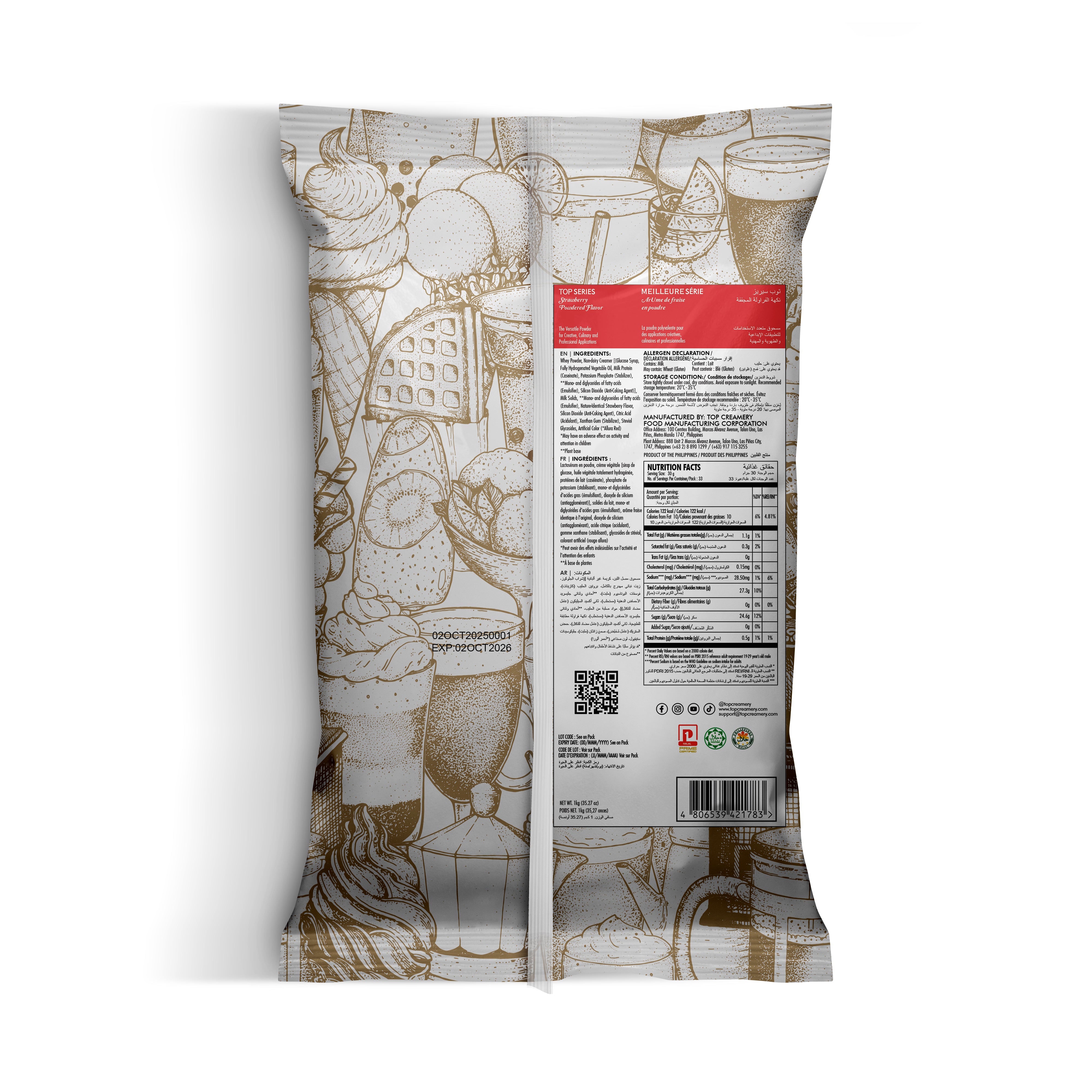 TOP Series Strawberry Powder Flavor 1kg